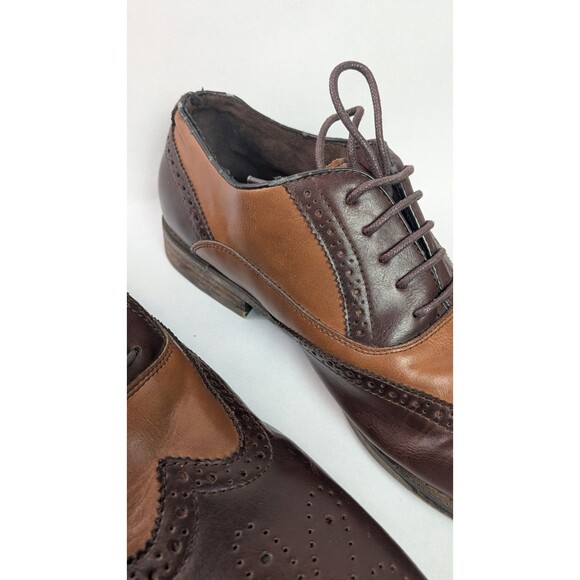 Steve Madden Mens Sz 13 Brown Leather Wingtip Oxford Dress Shoes Jetway - Picture 5 of 15